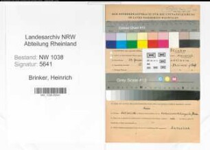 Entnazifizierung Heinrich Brinker , geb. 24.01.1892 (Postbeamter)