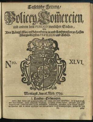 Nro. XLVII, Montags, den 16. Nov. 1739