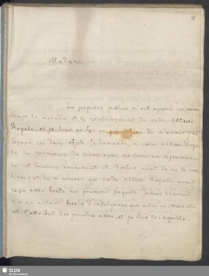 [Lettre de Mr. le Baron Friedrich Melchior de Grimm à l’ Electrice de Saxe, Marie Antoinette, à Paris, ce 21. Avril 1769.]