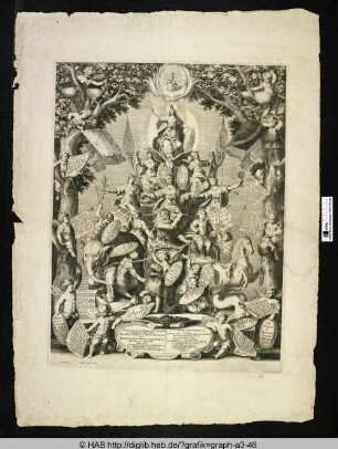 Thesenblatt der Universität Dillingen von 1665.