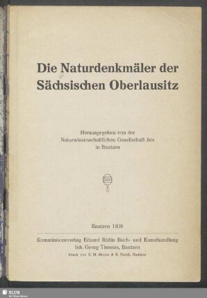 Die Naturdenkmäler der sächsischen Oberlausitz