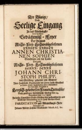 Parentation- und Abdankungsrede