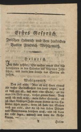 Erstes Gepräch. Zwischen Heinrich und dem hinkenden Botten Friedrich Wohlgemuth