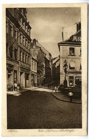 Stettin. Ecke Fuhr- und Schuhstraße.