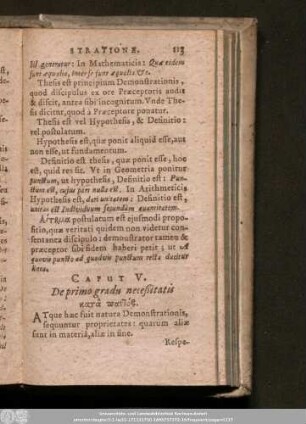 Caput V. De primo gradu neceßitatis [...].