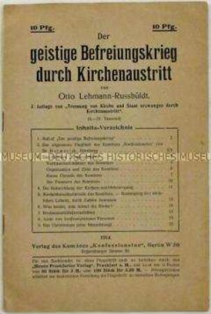 Streitschrift zur Frage der Religion und des Austritts aus der Kirche