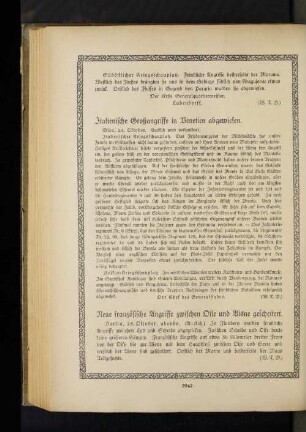 Neue französische Angriffe zwischen Oise und Aisne gescheitert.
