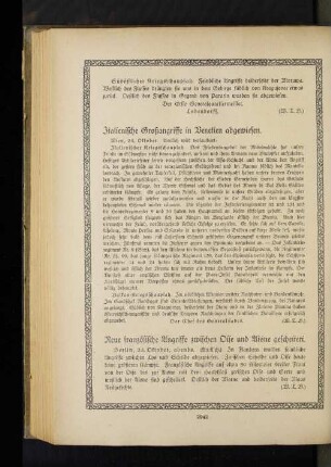 Neue französische Angriffe zwischen Oise und Aisne gescheitert.