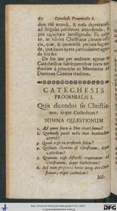 Catechesis Prooemialis I.