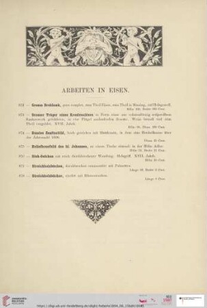 Arbeiten in Eisen (Nr. 871 - 878)