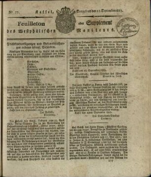 No. 77, Sonnabend den 25. September 1813