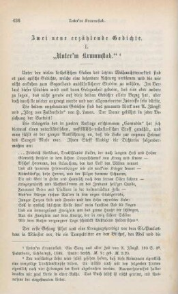 436-454 Zwei neue erzählende Gedichte : "unter'm Krummstab"