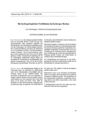 Die hydrogeologischen Verhältnisse im Eschweger Becken