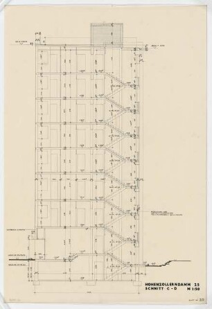 Wohnhäuser Hohenzollerndamm 23/24, Berlin-Wilmersdorf: Schnitt 1:50