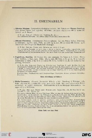 II. Inkunabeln (Nr. 4-33)