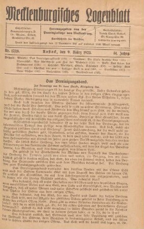 Nr. 17/18. Rostock, den 9. März 1923.