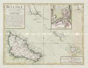 Bell'Isle avec partie des Côtes de Bretagne et les Isles voisines. Mit einer Nebenkarte: Plan de la Citadelle de Bell'Isle et du Palais