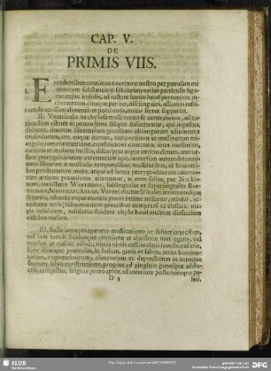 Cap. V. De Primis Viis
