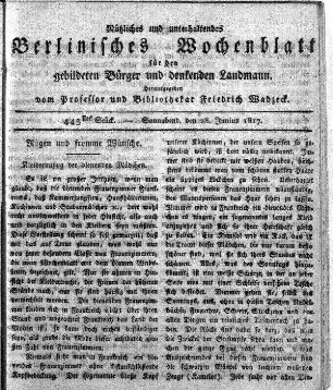 443stes Stueck, Sonnabend, den 28. Junius 1817