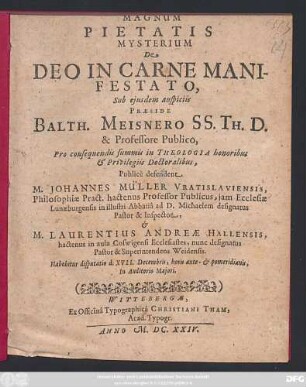 Magnum Pietatis Mysterium De Deo In Carne Manifestato