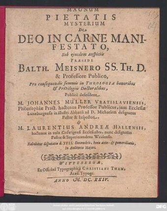 Magnum Pietatis Mysterium De Deo In Carne Manifestato