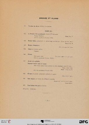 Bronze et plomb (Nr. 461-475)