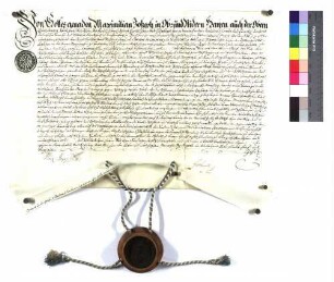 Konsens des Kurfürsten Maximilian Josef von Bayern für den Reichshofrat Ernst Wilhelm Graf von Bredow zur Veräußerung obgenannter Lehen an den Markgrafen Karl Wilhelm Friedrich von Brandenburg-Ansbach.