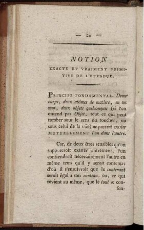 Notion Exacte Et Vraiment Primitive De L'Etende.
