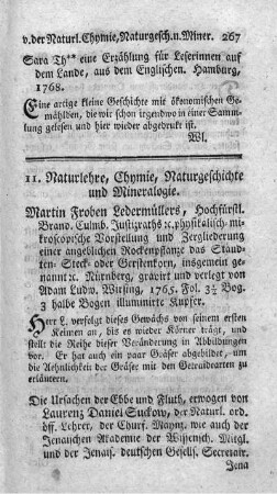 11. Naturlehre, Chymie, Naturgeschichte und Mineralogie.