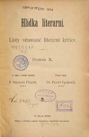 Hlídka literarní : listy věnované literarní kritice. 10. 1893