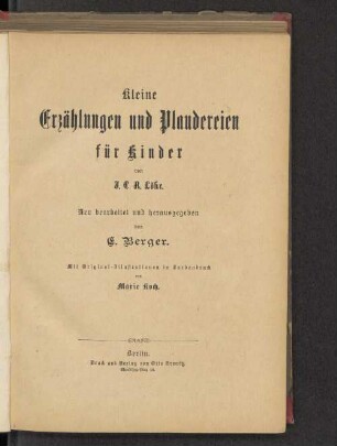 Kleine Erzählungen und Plaudereien für Kinder