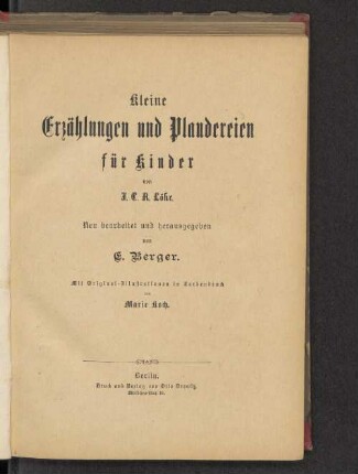 Kleine Erzählungen und Plaudereien für Kinder