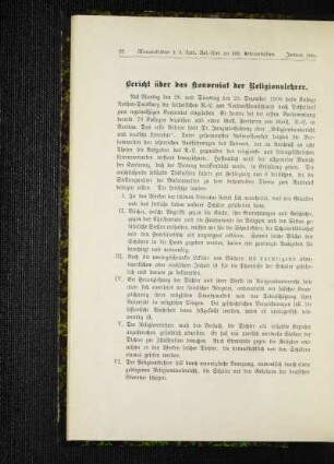 Bericht über das Konveniat der Religionslehrer