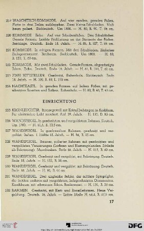 Einrichtung (Nr. 225-239)