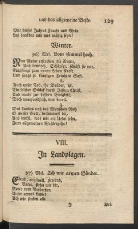 VIII. In Landplagen