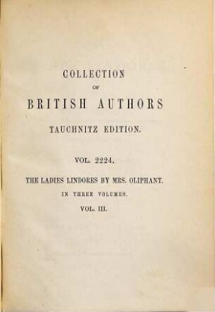 The ladies Lindores : in three volumes, 3