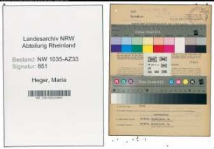 Entnazifizierung Maria Heger , geb. 10.01.1922 (Kaufmaennische Angestellte)
