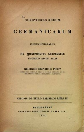 Abbonis De Bello Parisiaco libri III