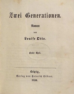 Zwei Generationen : Roman, 1