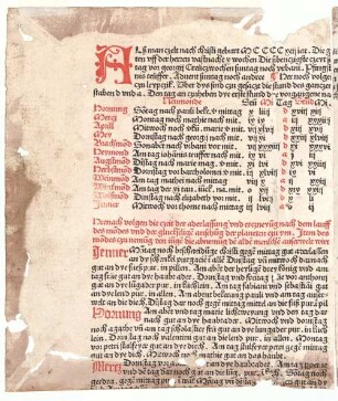 Almanach für Leipzig auf das Jahr 1492