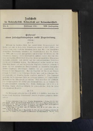 Entwurf eines Schutzgebietsgesetzes nebst Begründung.