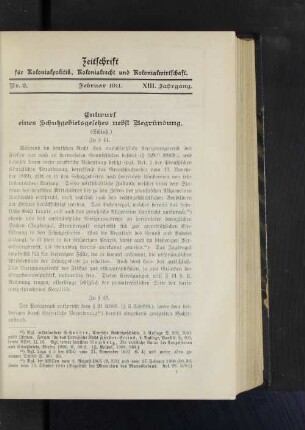 Entwurf eines Schutzgebietsgesetzes nebst Begründung.