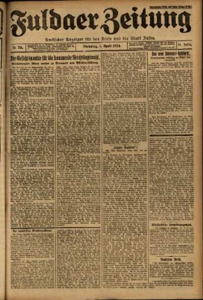 Erste Ausgabe vom Dienstag, den 01. April 1924.