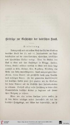 Beiträge zur Geschichte der bairischen Kunst