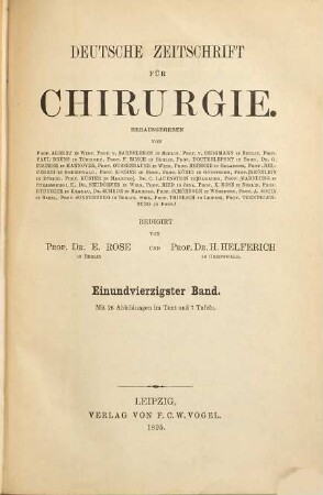 Deutsche Zeitschrift für Chirurgie. 41. 1895