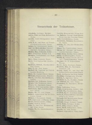 Verzeichnis der Teilnehmer.
