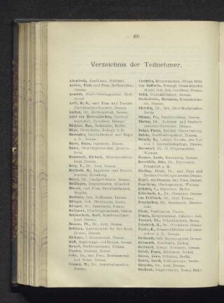 Verzeichnis der Teilnehmer.