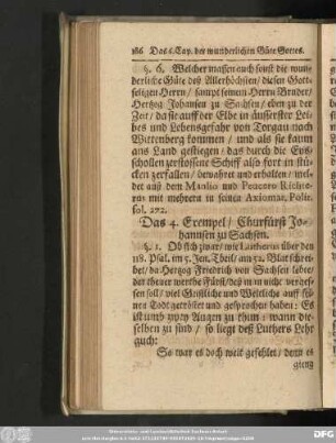Das 4. Exempel/ Churfürst Johannsen zu Sachsen.