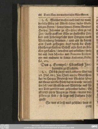 Das 4. Exempel/ Churfürst Johannsen zu Sachsen.