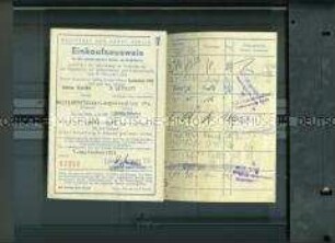 Berechtigungsausweis für eine Bewohnerin von Berlin (West) zum Einkauf in Berlin (DDR) im Wert von 200 Mark